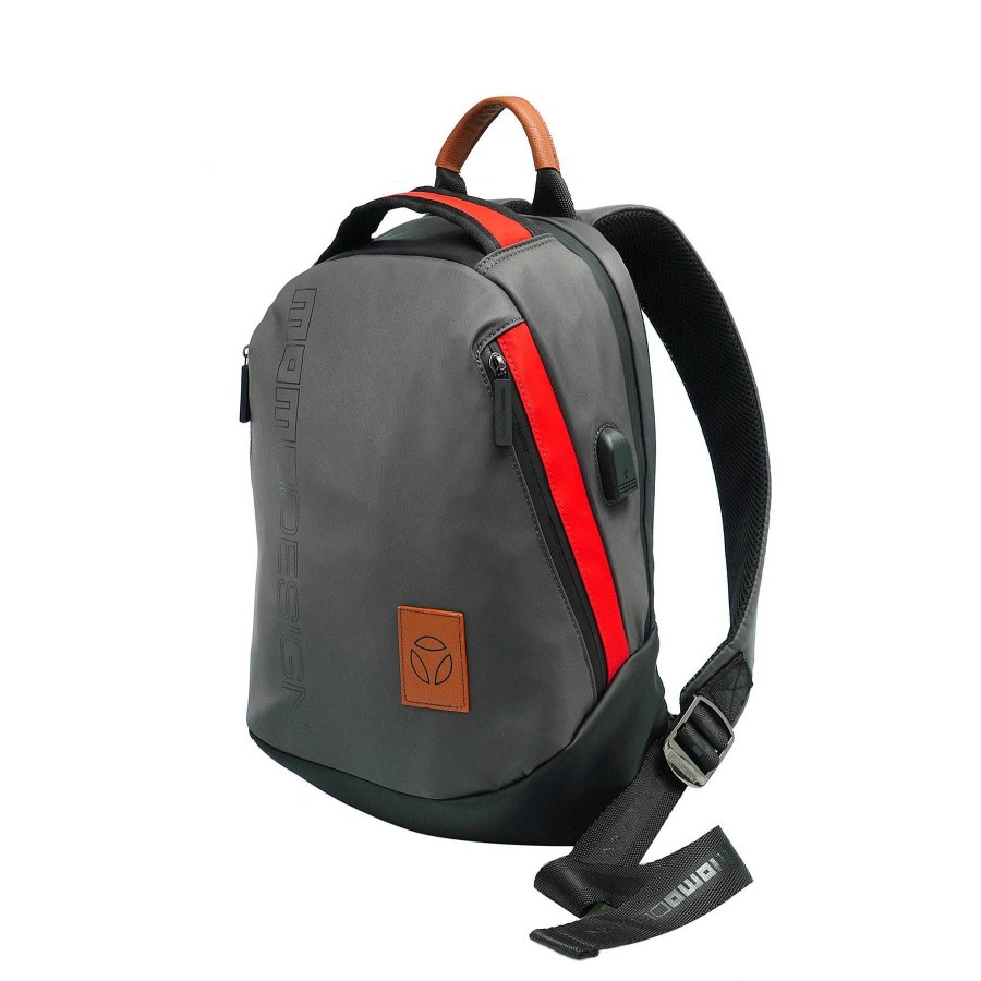 Man MOMODESIGN Sports Backpacks | Momodesign Ovo Special Edition Titanium Leather Backpack