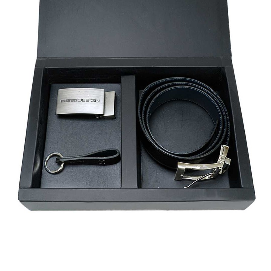 Man MOMODESIGN | Momodesign Box - Double-Sided Belt In Genuine Leather - Buckle And Keyring Mo-01 Bb 100