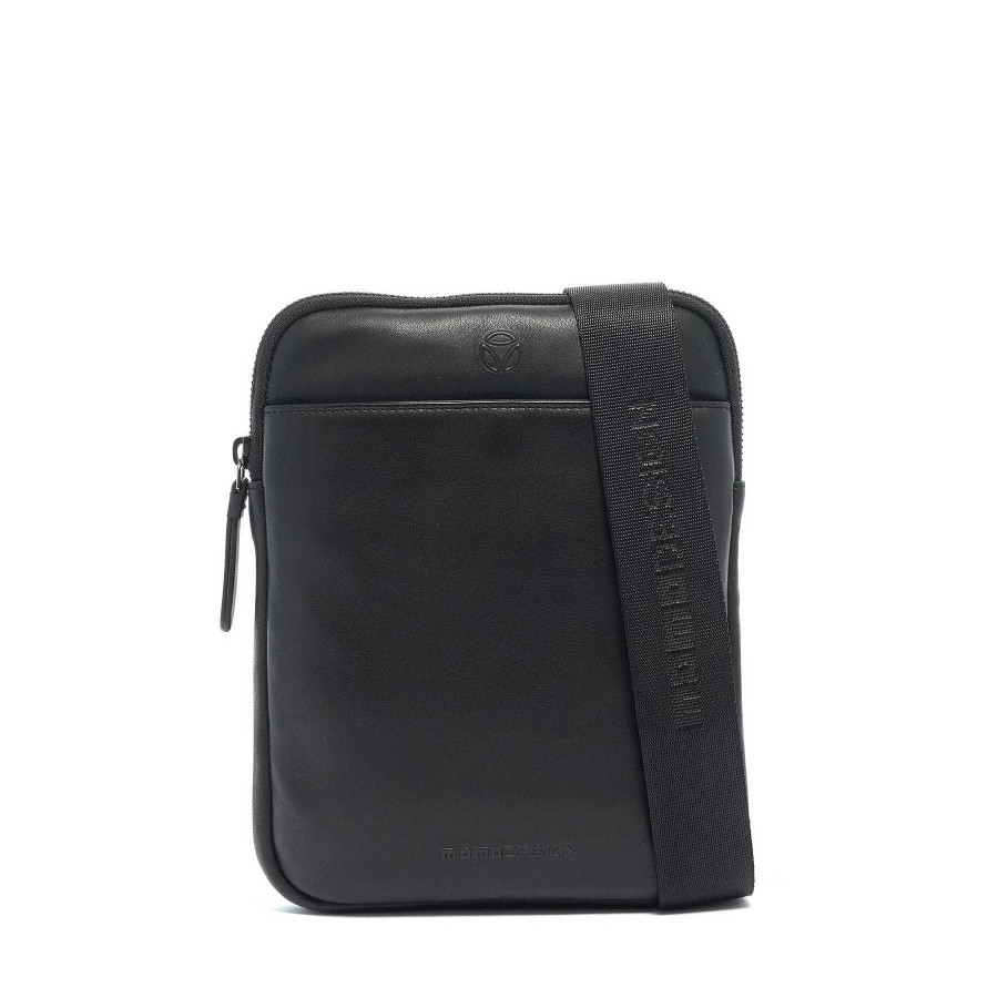 Man MOMODESIGN Leather Bags | Momodesign Black Business Logo Shoulder Bag