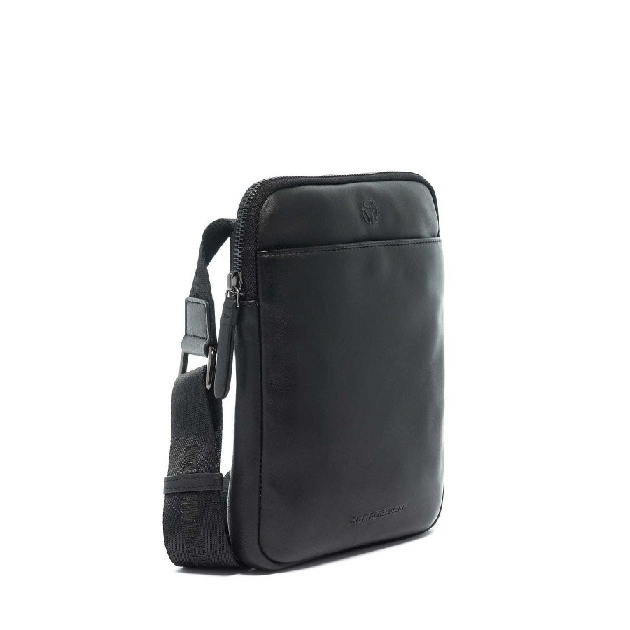 Man MOMODESIGN Leather Bags | Momodesign Black Business Logo Shoulder Bag