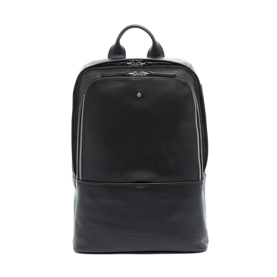 Man MOMODESIGN Leather Backpacks | Momodesign Black Leather Backpack Detail