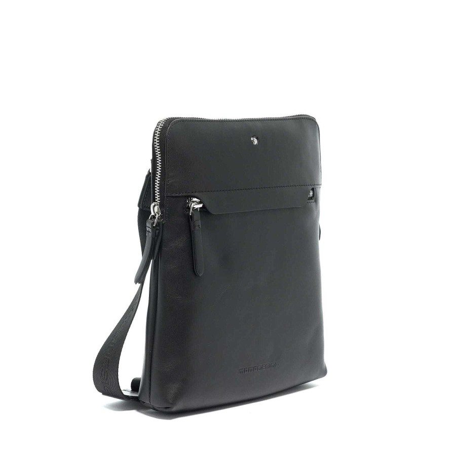 Man MOMODESIGN Leather Bags | Momodesign Black Shoulder Bag Detail