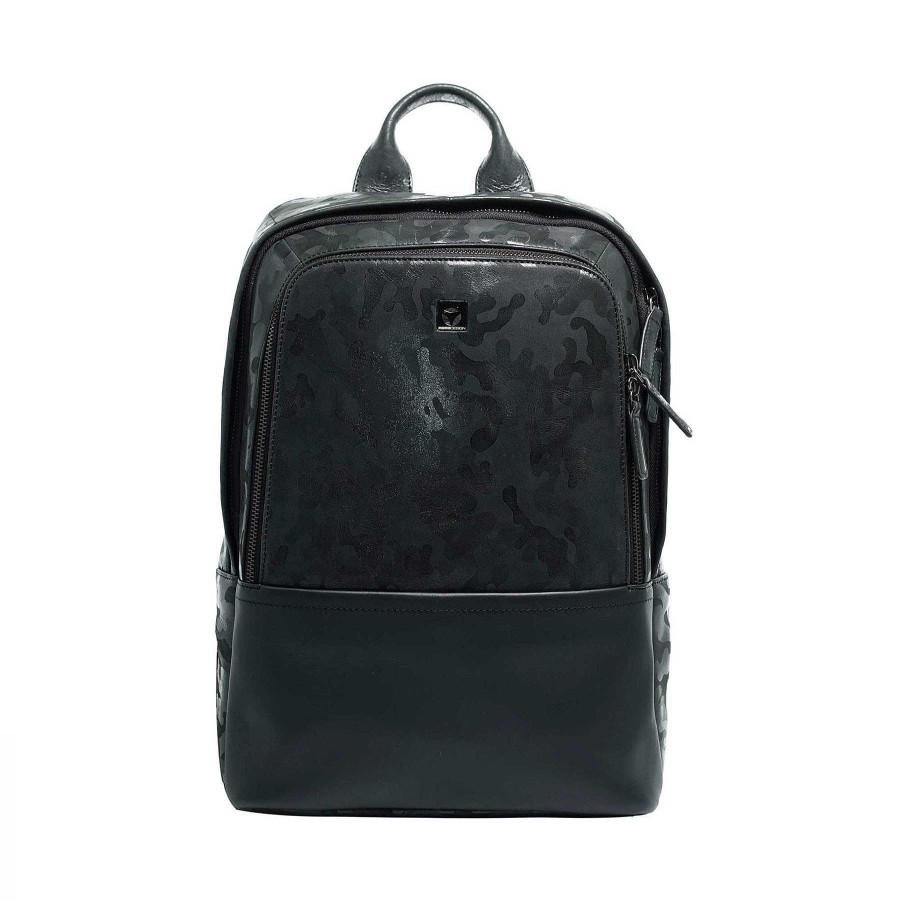 Man MOMODESIGN Leather Backpacks | Momodesign Camouflage Business Backpack In Genuine Leather