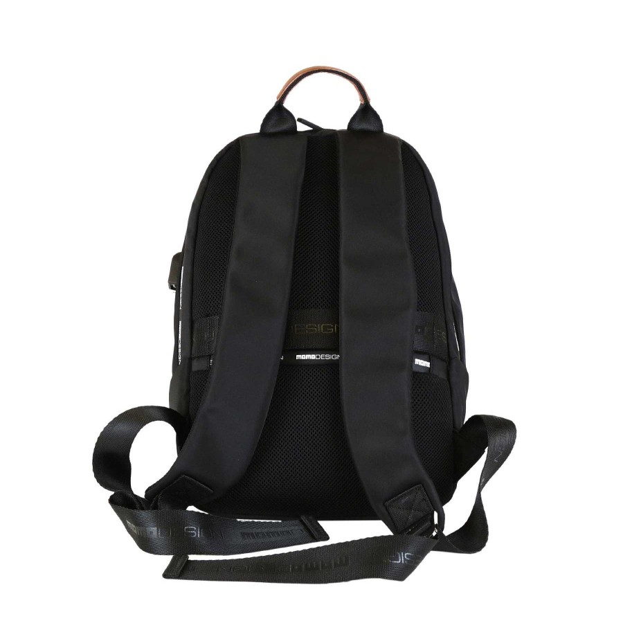 Man MOMODESIGN Sports Backpacks | Momodesign Ovo Special Edition Black Leather Backpack